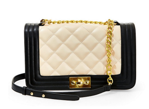 Chanel Inspired bone and black quilted purse
